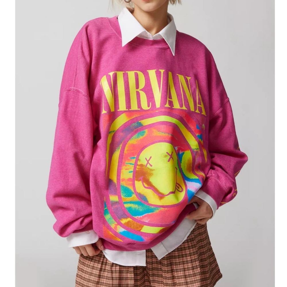 Nirvana Smile Overdyed Crew Neck Sweatshirt S/M
